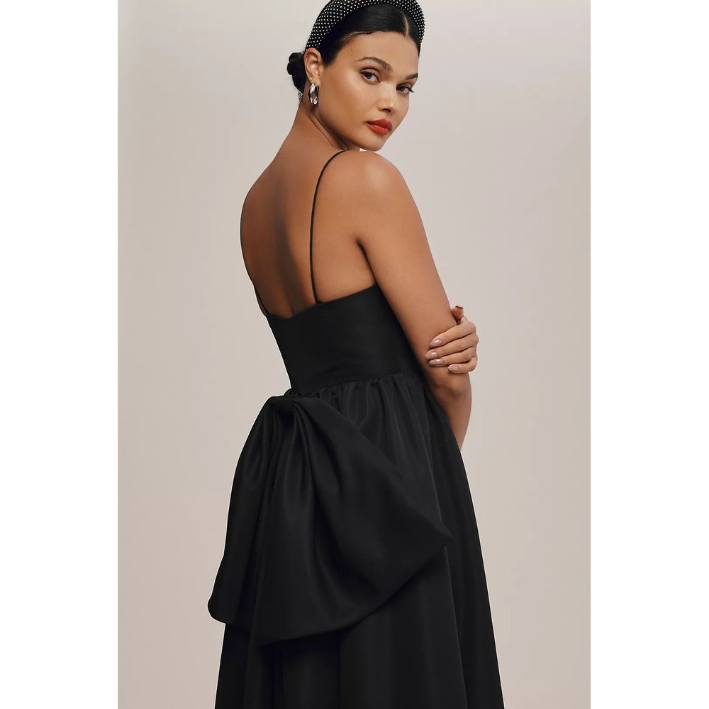 NEW Sachin & Babi Hadley V-Neck Back Bow Empire Gown Womens 10 Black - Picture 6 of 16